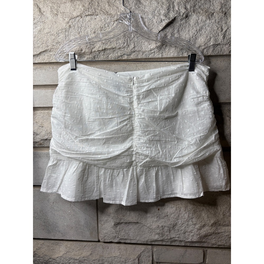 Princess Polly White Swiss Dot Ruched Ruffle Mini Skirt Womens US 12 NWT - Picture 7 of 11